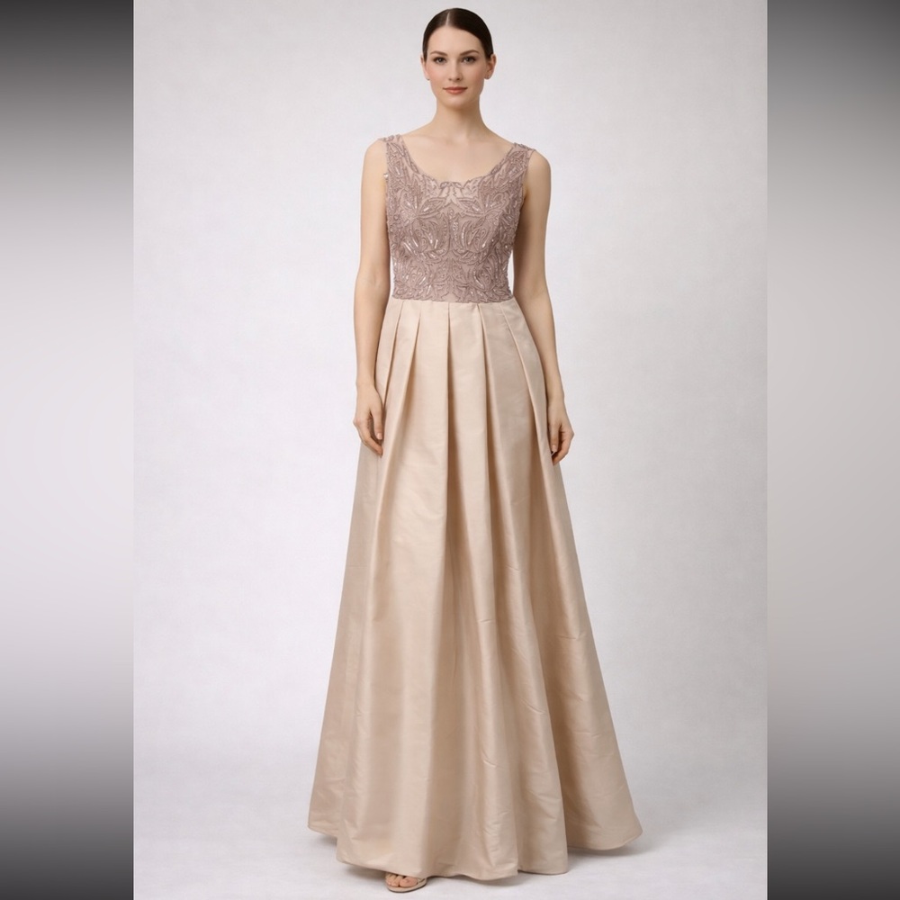 Aidan Mattox beaded sleeveless V-Back Maxi Gown
